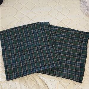 Miulee Plaid flannel Pillow Covers new green set of two